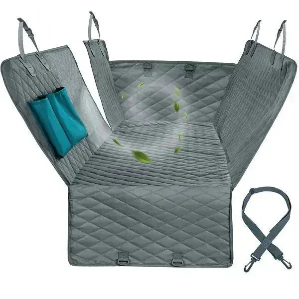 🔥 Waterproof Non-Slip Dog Car Seat Hammock with Pockets, Side Flaps & Mesh Window!
