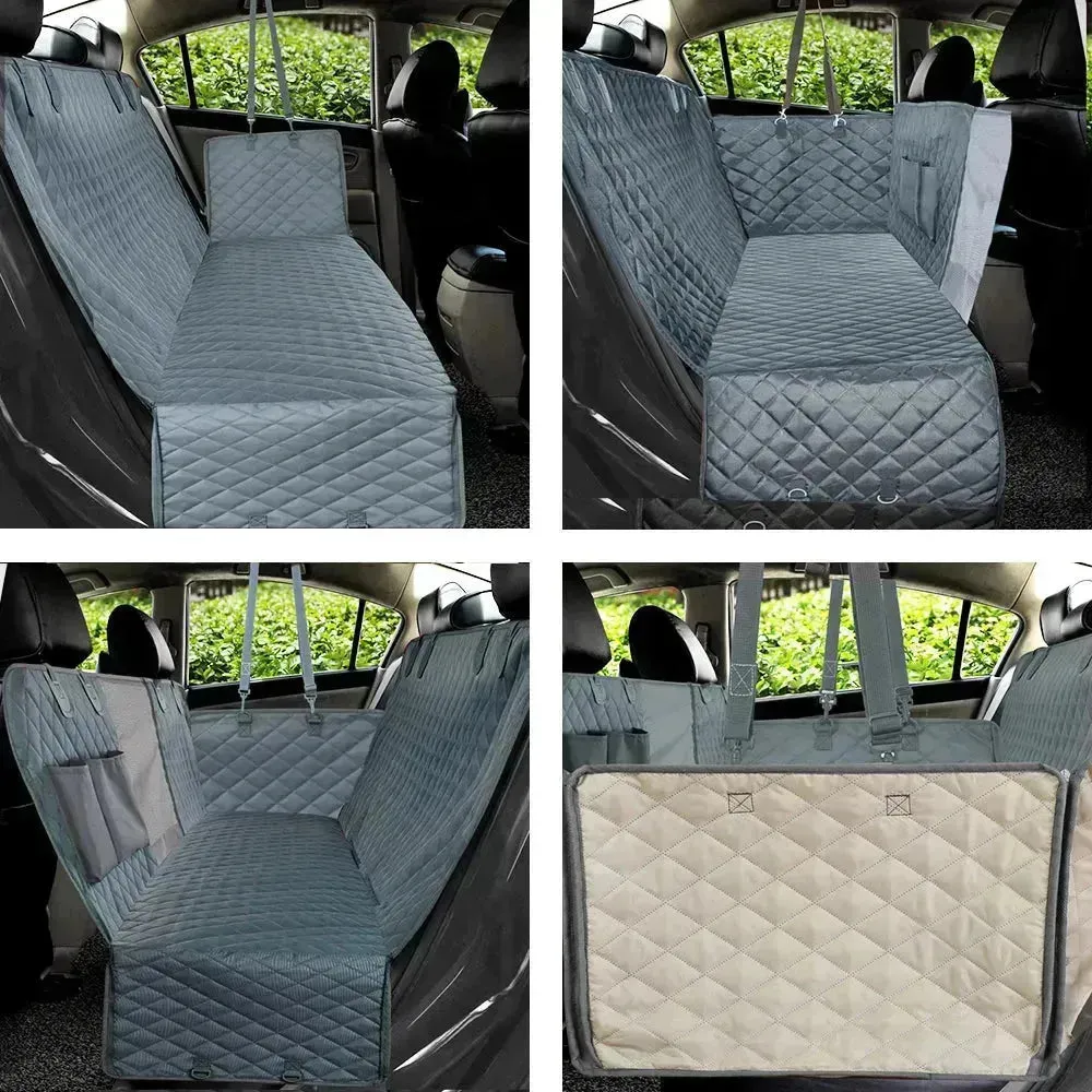 🔥 Waterproof Non-Slip Dog Car Seat Hammock with Pockets, Side Flaps & Mesh Window!