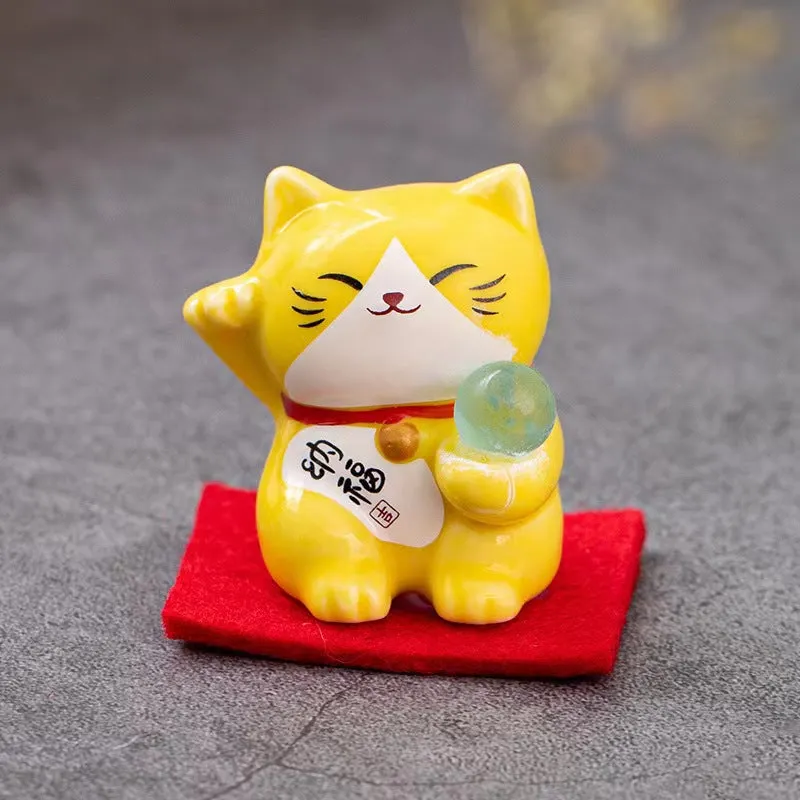 #145 4 pcs set ceramic cute  fortune cat  lucky cat home deco figurine