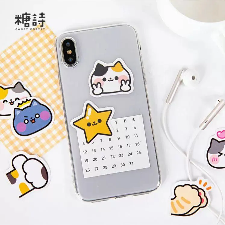 45 Pcs Cute Cat Stickers Vinyl Decals Animals Kitten Sticker
