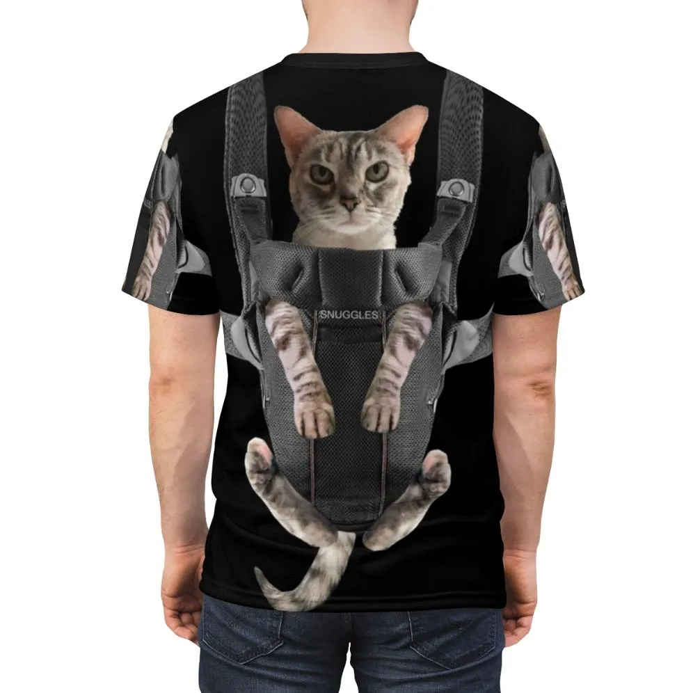 Adorable Cat in Baby Carrier T-shirt - Funny Cat Meme Tee