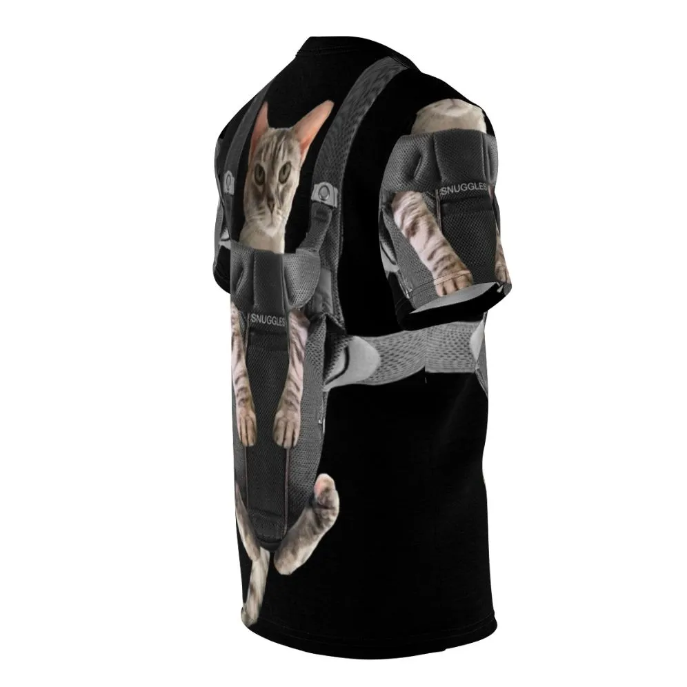 Adorable Cat in Baby Carrier T-shirt - Funny Cat Meme Tee