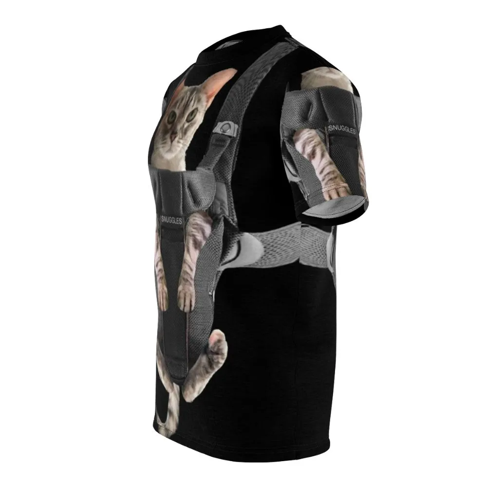 Adorable Cat in Baby Carrier T-shirt - Funny Cat Meme Tee