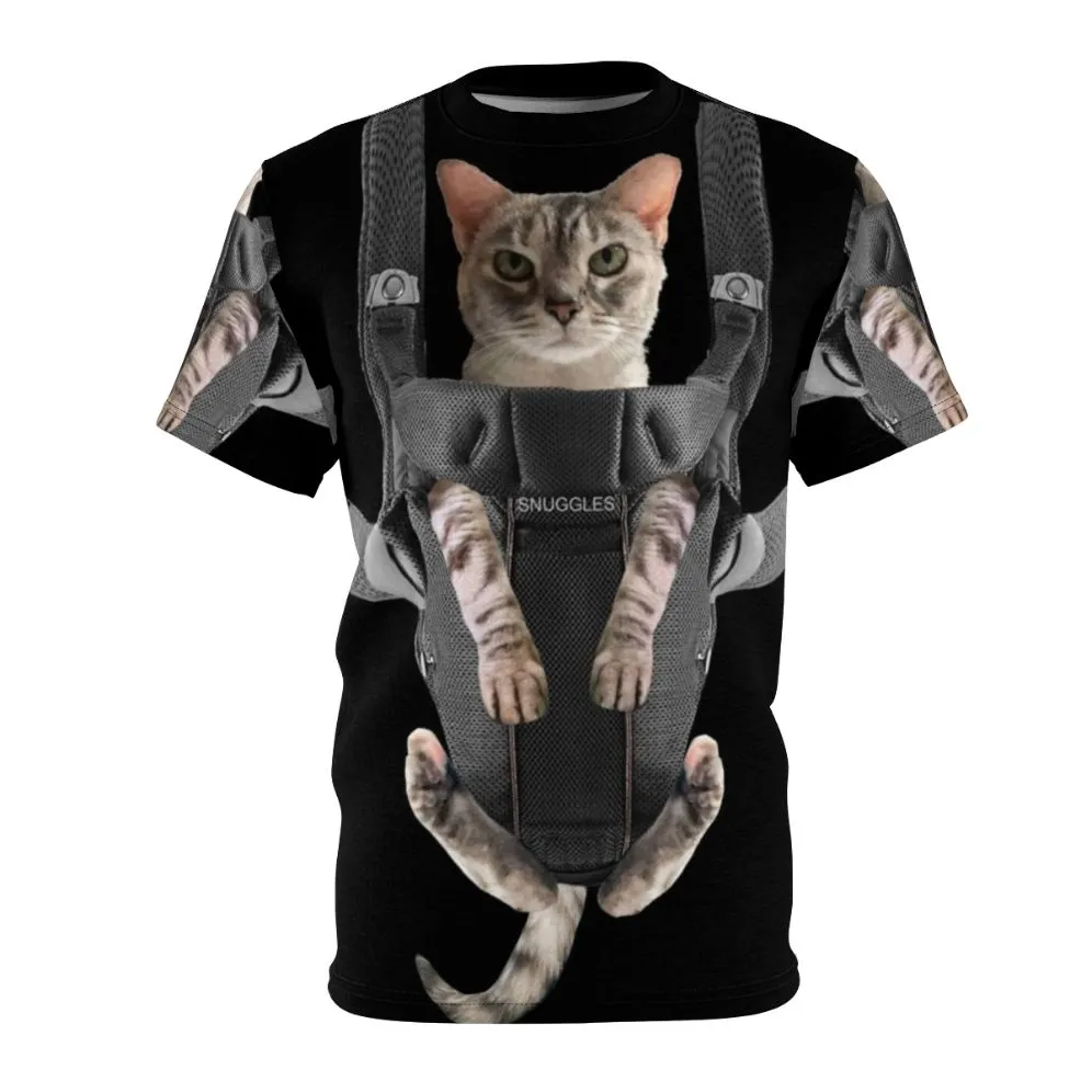 Adorable Cat in Baby Carrier T-shirt - Funny Cat Meme Tee