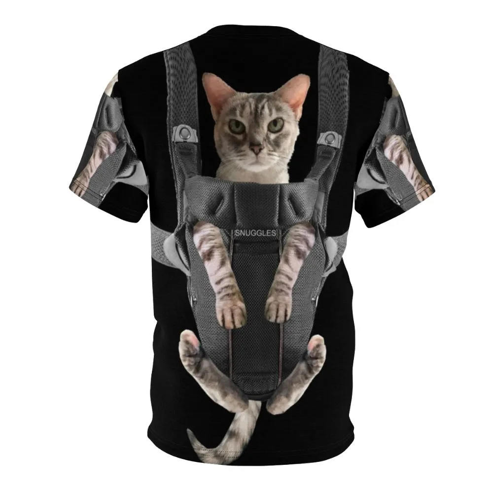 Adorable Cat in Baby Carrier T-shirt - Funny Cat Meme Tee