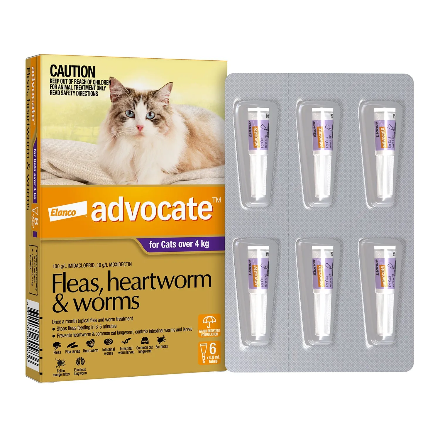 Advocate Flea, Heartworm & Worms for Cats  4kg
