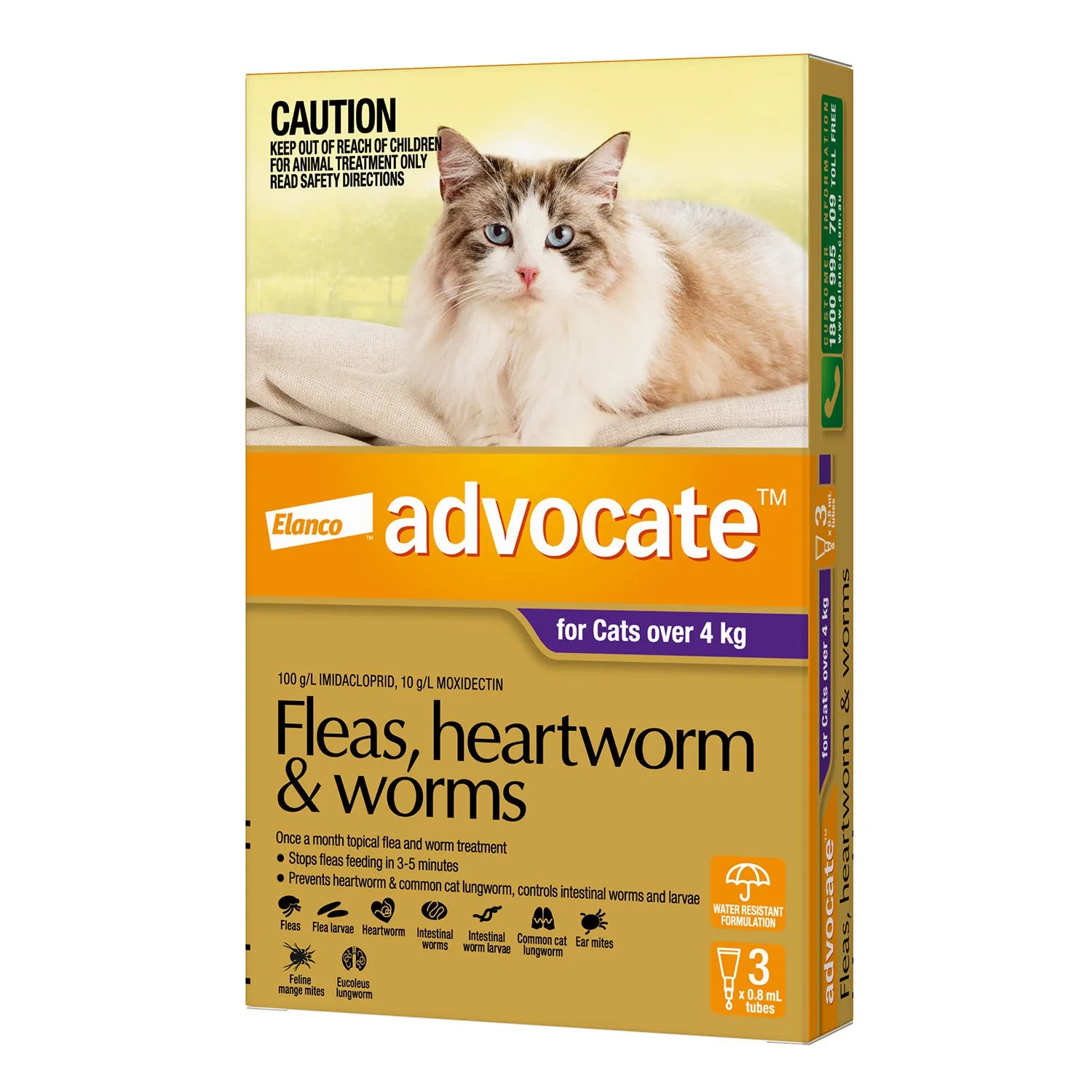 Advocate Flea, Heartworm & Worms for Cats  4kg