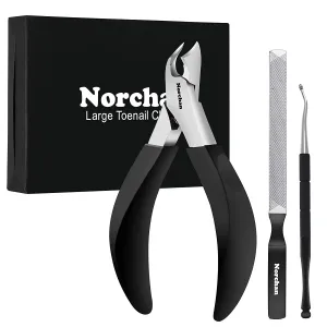 Big Toe-nail Clippers for Thick Nails, Fingernail Toenail Clippers Kit with File and Tweezers (7pcs, Premium, Heavy-Duty Design)