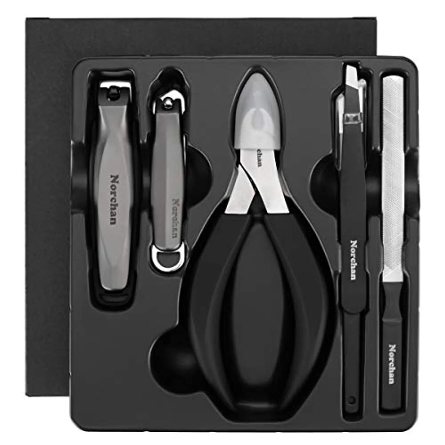 Big Toe-nail Clippers for Thick Nails, Fingernail Toenail Clippers Kit with File and Tweezers (7pcs, Premium, Heavy-Duty Design)