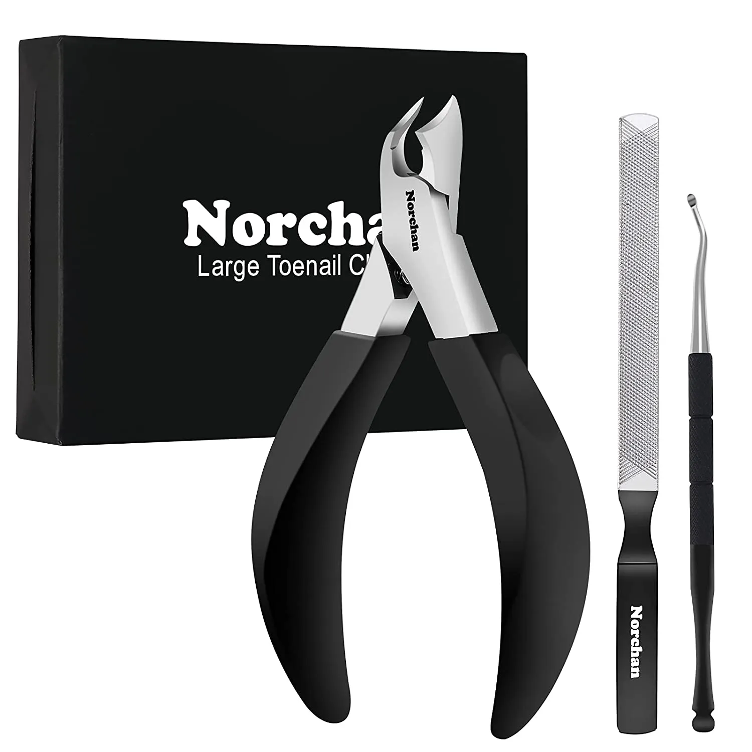 Big Toe-nail Clippers for Thick Nails, Fingernail Toenail Clippers Kit with File and Tweezers (7pcs, Premium, Heavy-Duty Design)