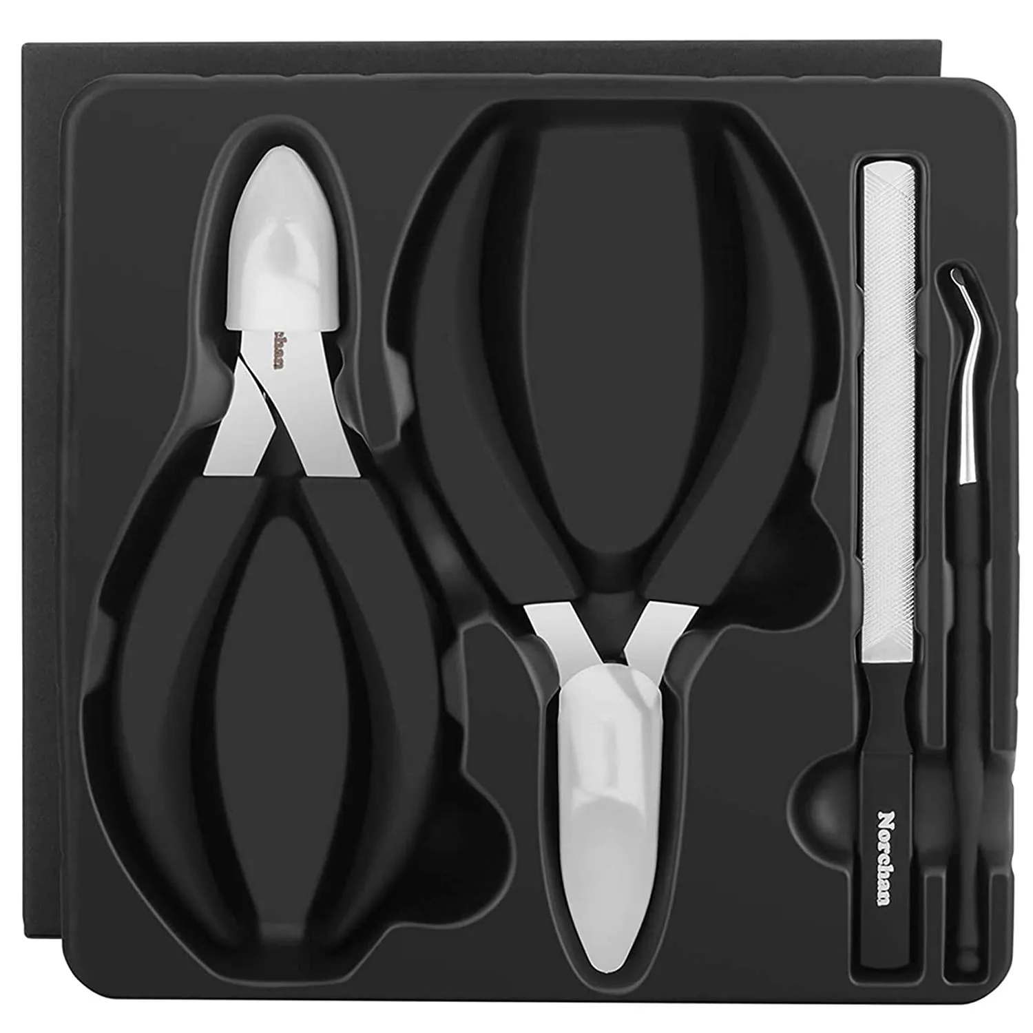 Big Toe-nail Clippers for Thick Nails, Fingernail Toenail Clippers Kit with File and Tweezers (7pcs, Premium, Heavy-Duty Design)