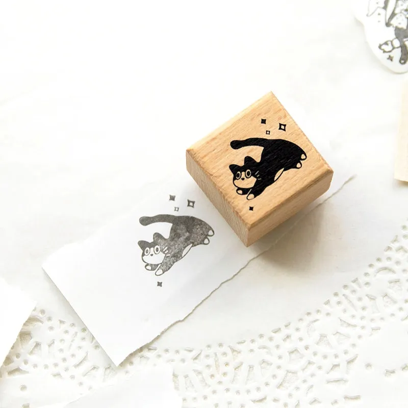 Cat Series Cute Animal Wooden Ruber Stamp
