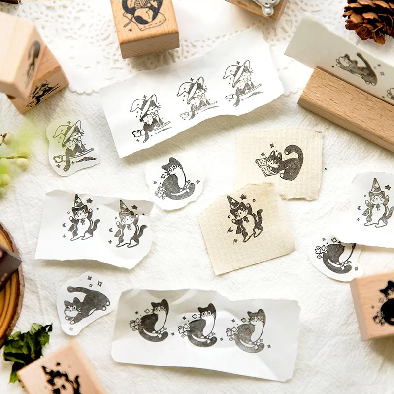 Cat Series Cute Animal Wooden Ruber Stamp