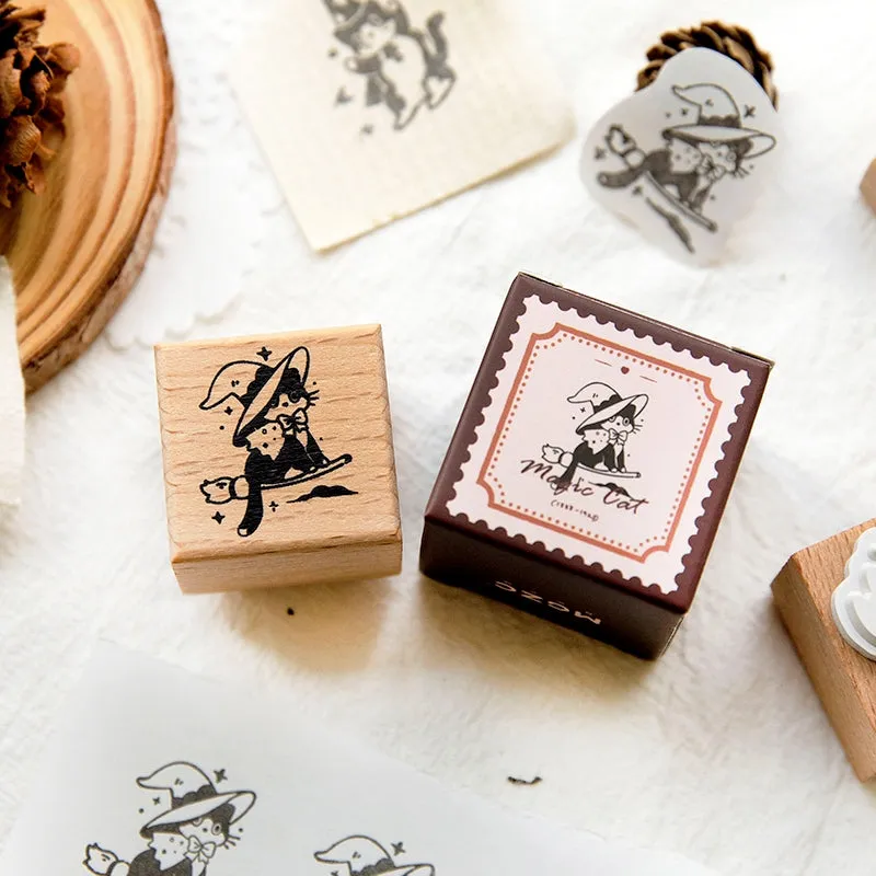 Cat Series Cute Animal Wooden Ruber Stamp