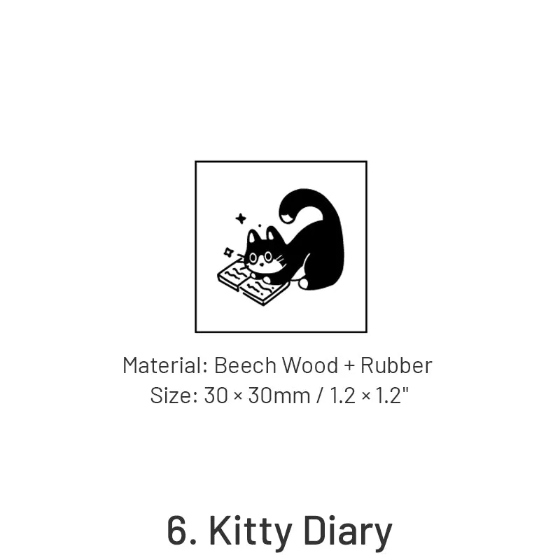 Cat Series Cute Animal Wooden Ruber Stamp