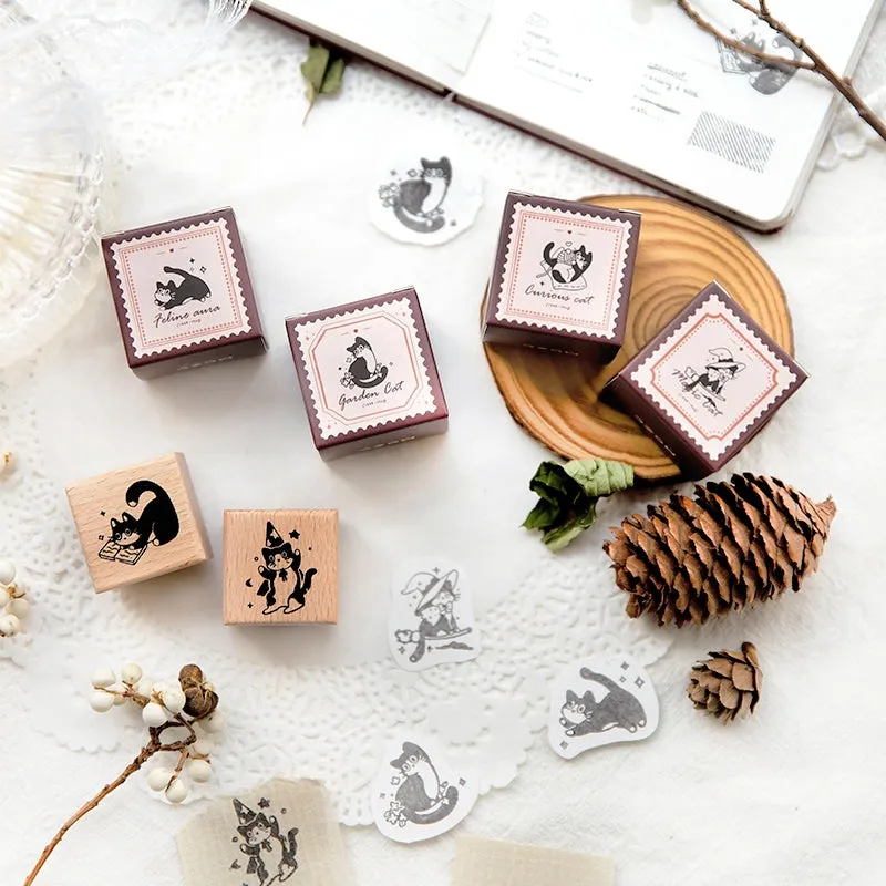 Cat Series Cute Animal Wooden Ruber Stamp