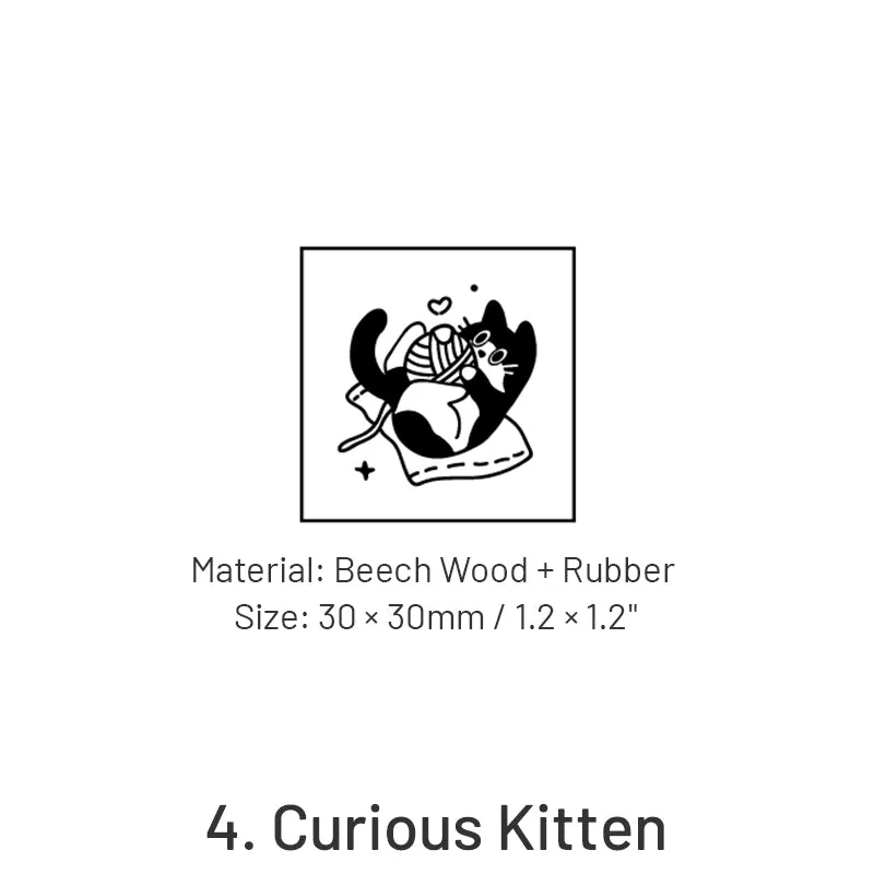 Cat Series Cute Animal Wooden Ruber Stamp