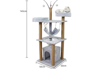 Cat Tree & Scratching Light Grey 50*50*143