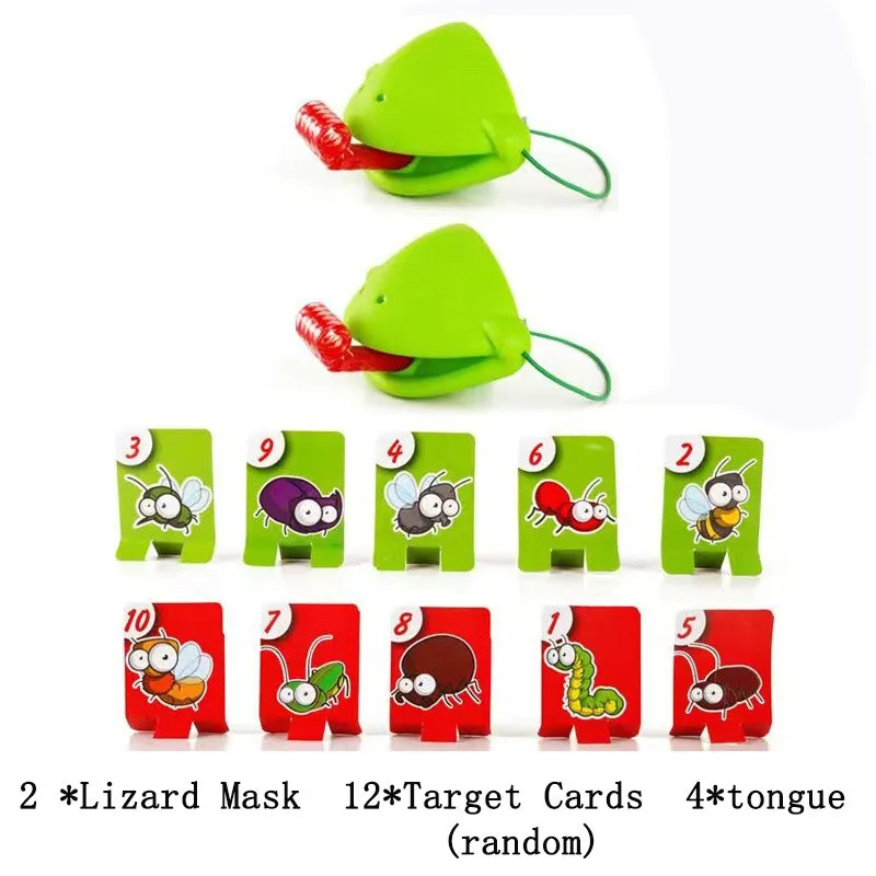 Children Novelty Toys Desktop Card Game Multiplayer Interactive Gluttonous Chameleon Mask Tongue Out Toy Decompression Toy