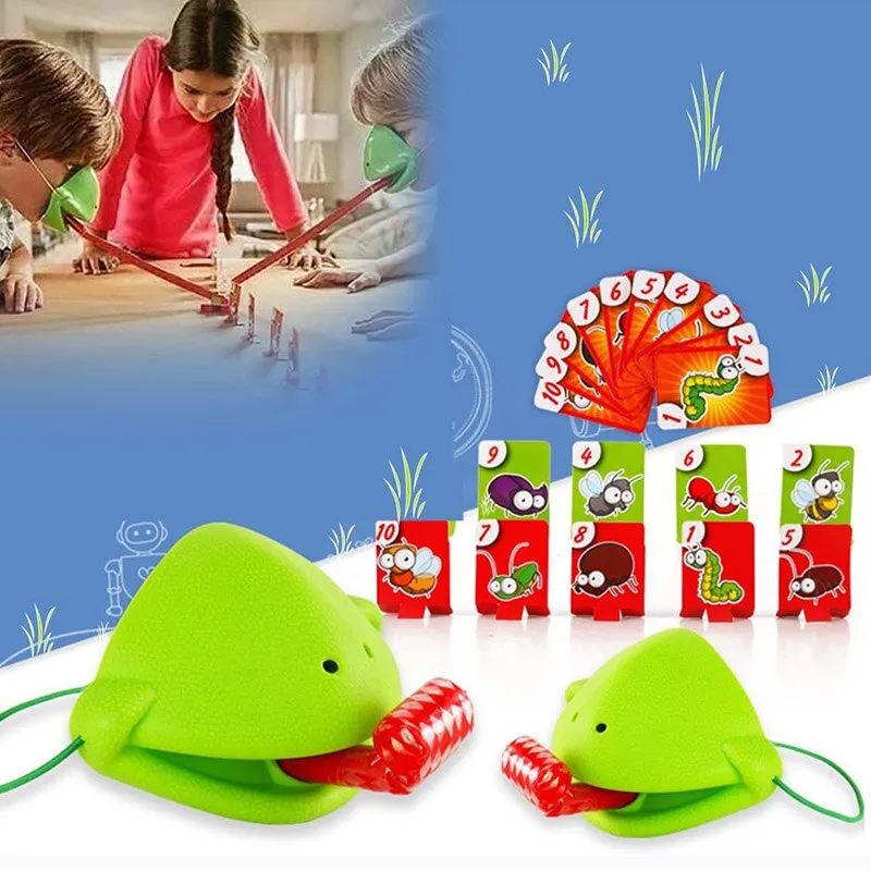 Children Novelty Toys Desktop Card Game Multiplayer Interactive Gluttonous Chameleon Mask Tongue Out Toy Decompression Toy