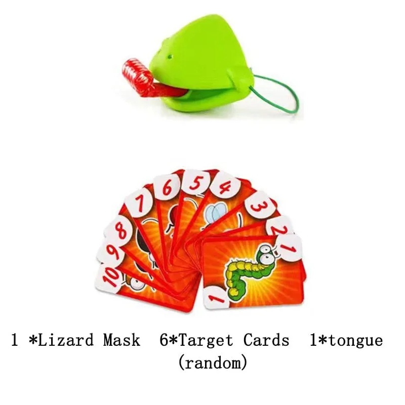Children Novelty Toys Desktop Card Game Multiplayer Interactive Gluttonous Chameleon Mask Tongue Out Toy Decompression Toy