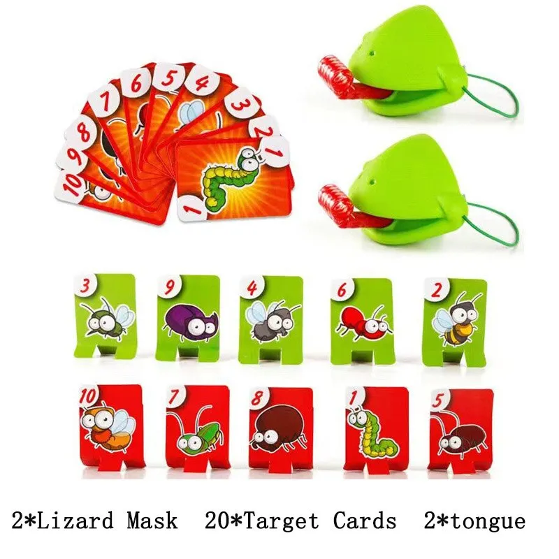 Children Novelty Toys Desktop Card Game Multiplayer Interactive Gluttonous Chameleon Mask Tongue Out Toy Decompression Toy