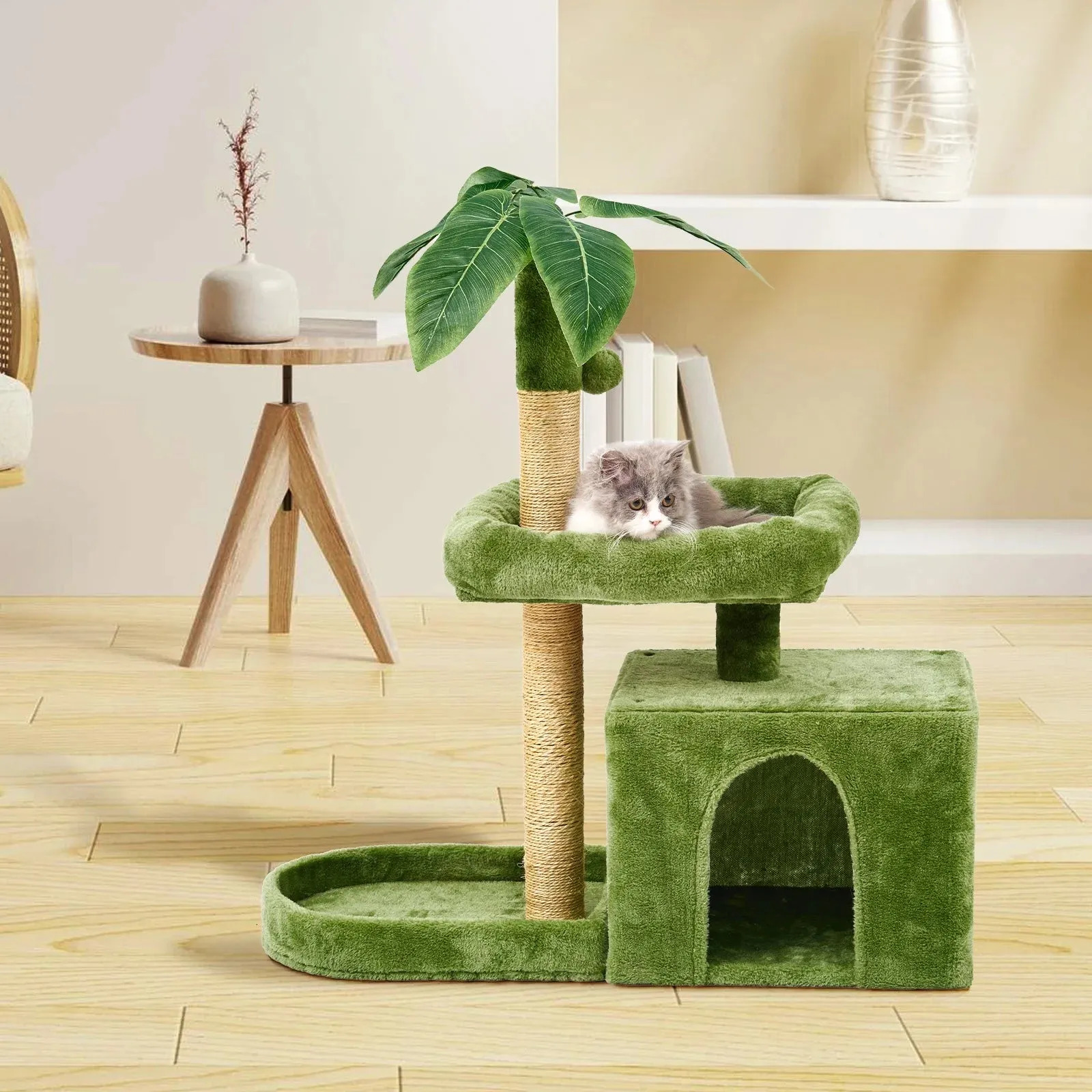 Cozy Leaf-Shaped Cat Tower