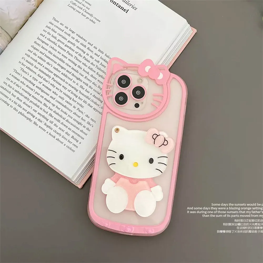 Cute Cat Shockproof Silicone Cover With Mirror - iPhone 12