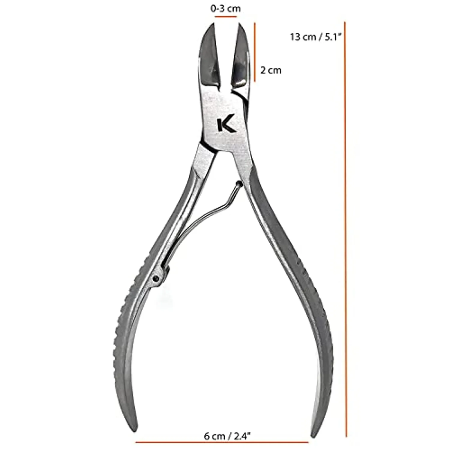 KOHM Ingrown Toenail Clippers for Thick Nails - 5" Long KP-700 Heavy Duty Stainless Steel Toe Nail Nippers Tool for Men, Women, Seniors & Adults - Professional Podiatrist Tool