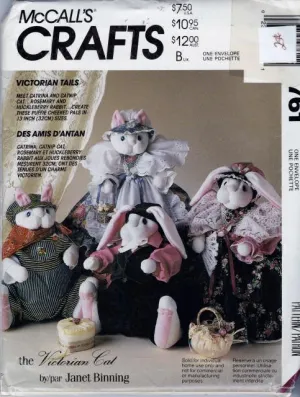 McCall's Crafts 761 Victorian Cat Bunny Stuffed Dolls and Clothes Sewing Pattern