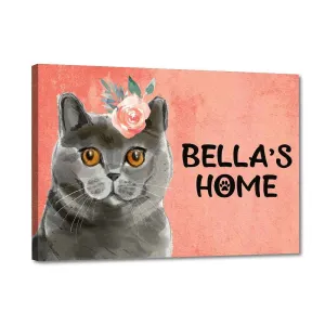 Nutcase Personalized Cat Name Plate Customzied Beware Of Cat Sign Board Home Door Plaque - British_Shorthair
