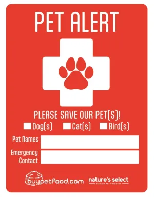 Pet Alert Window Cling