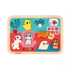 Pets Chunky Wooden Puzzle with 7 Animals | Wooden Toddler Activity Toy