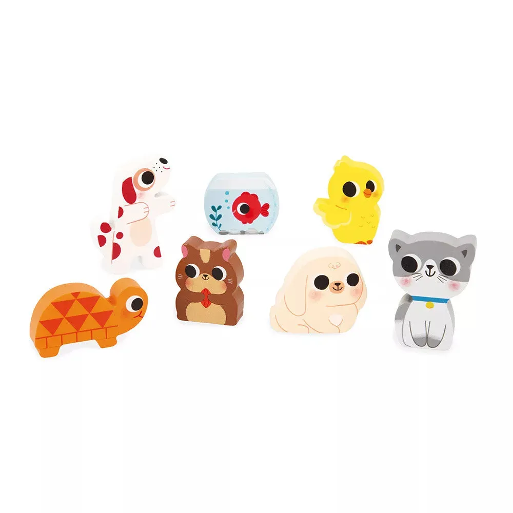 Pets Chunky Wooden Puzzle with 7 Animals | Wooden Toddler Activity Toy