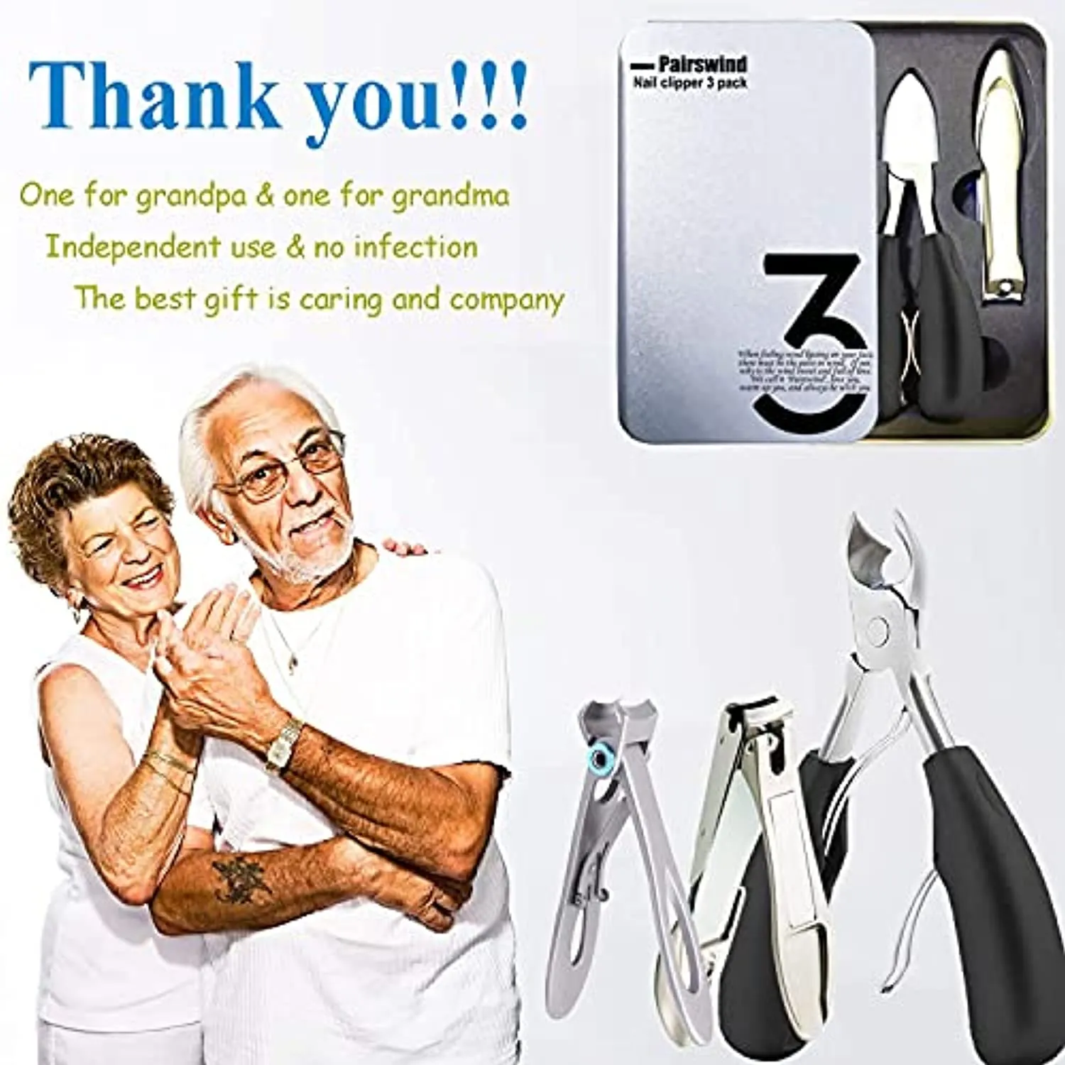 Thick Toenail Clippers, Mens Nail Clippers for Large Big Thick Nail and Toenail Senior Nail Clippers with Easy Grip Rubber Handle for Podiatrist/ Ingrown/ Seniors/ Professional