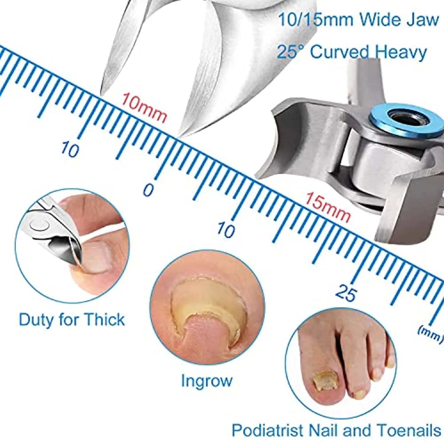 Thick Toenail Clippers, Mens Nail Clippers for Large Big Thick Nail and Toenail Senior Nail Clippers with Easy Grip Rubber Handle for Podiatrist/ Ingrown/ Seniors/ Professional