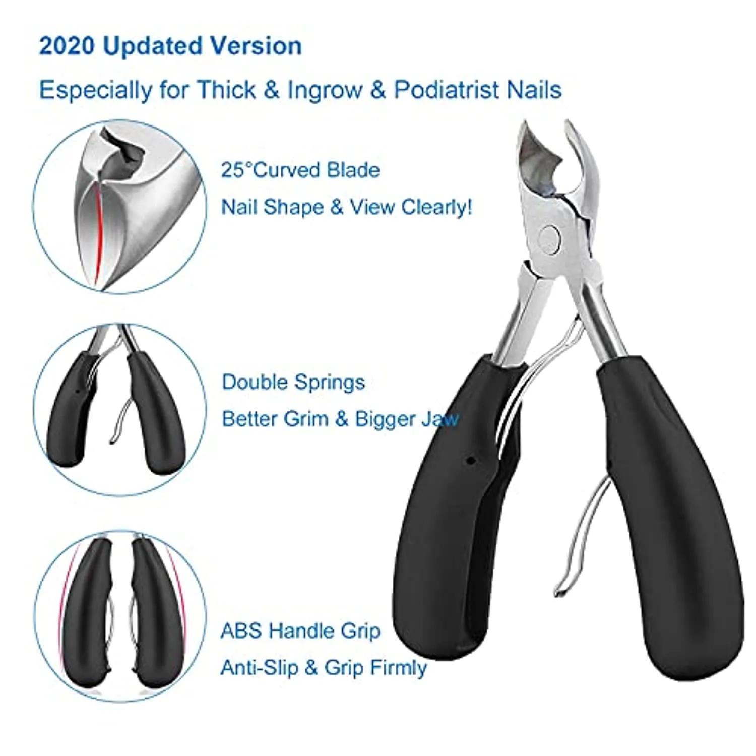 Thick Toenail Clippers, Mens Nail Clippers for Large Big Thick Nail and Toenail Senior Nail Clippers with Easy Grip Rubber Handle for Podiatrist/ Ingrown/ Seniors/ Professional