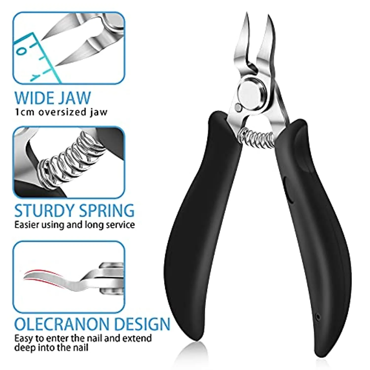 Toenail Clippers, BOKUGE Toe Nail Clippers Adult Thick Nails Long Handle with Unique Curved Blade, Professional Steel Ingrown Toenail Treatment Tool Set Suitable for Men, Women and Elderly