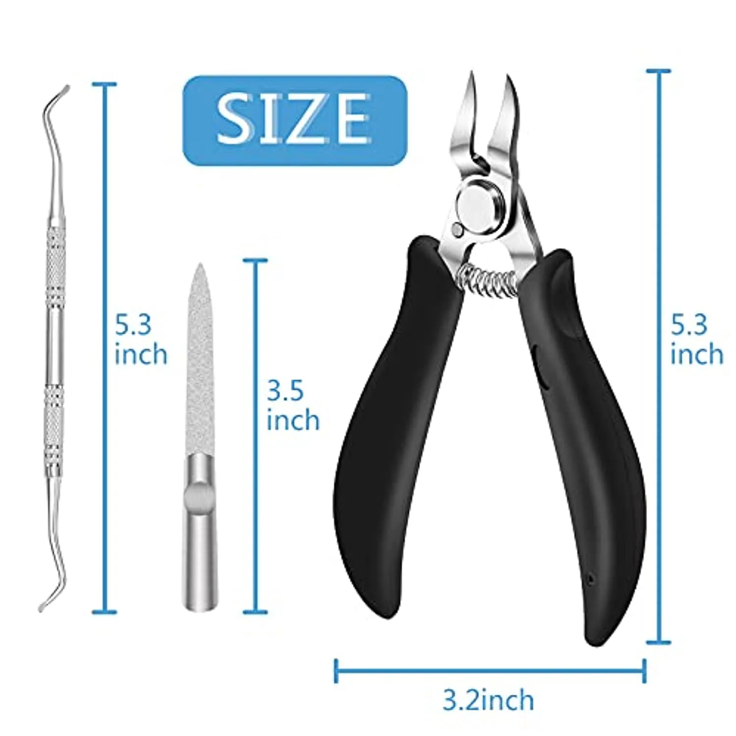 Toenail Clippers, BOKUGE Toe Nail Clippers Adult Thick Nails Long Handle with Unique Curved Blade, Professional Steel Ingrown Toenail Treatment Tool Set Suitable for Men, Women and Elderly