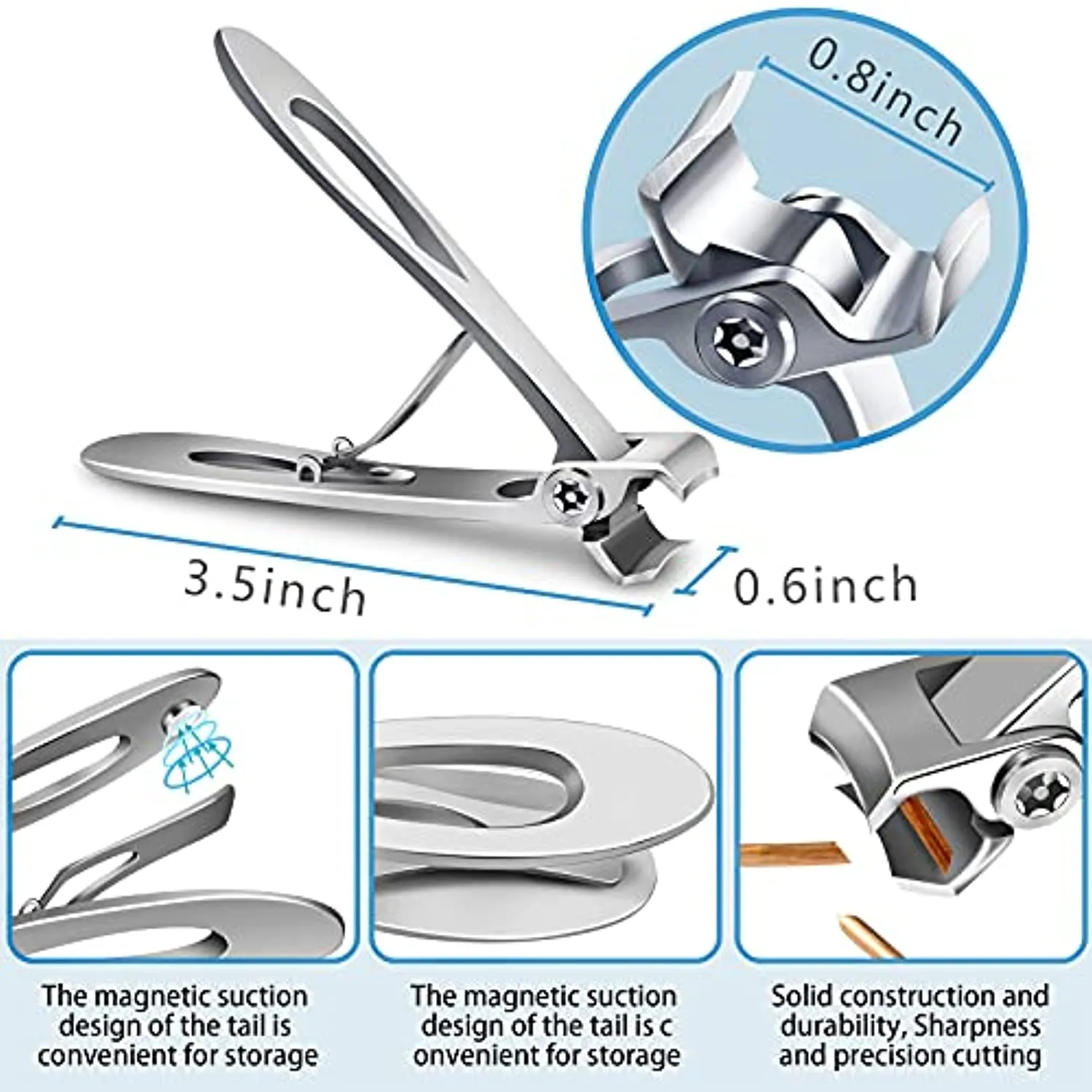 Toenail Clippers, BOKUGE Toe Nail Clippers Adult Thick Nails Long Handle with Unique Curved Blade, Professional Steel Ingrown Toenail Treatment Tool Set Suitable for Men, Women and Elderly
