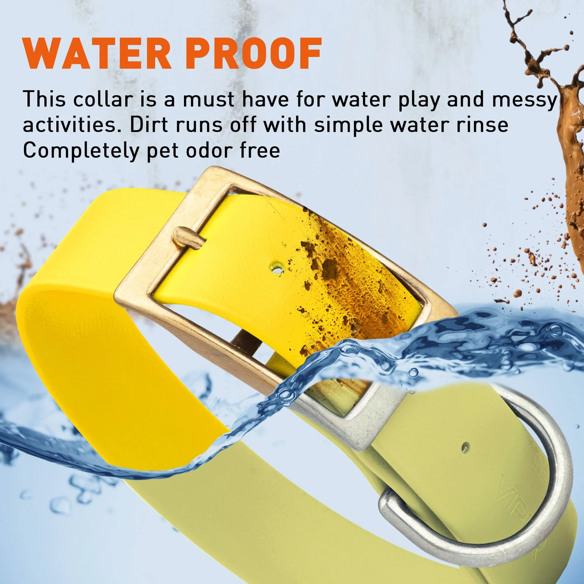 Viper Biothane Waterproof Dog Collar - Brass Hardware - Wide - Size XL (20" - 24")