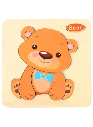 Wooden Puzzles for Kids Boys and Girls Animals Set Bear