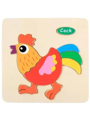Wooden Puzzles for Kids Boys and Girls Animals Set, Cock
