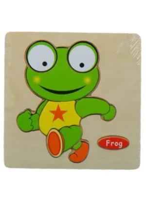 Wooden Puzzles for Kids Boys and Girls Animals Set Frog