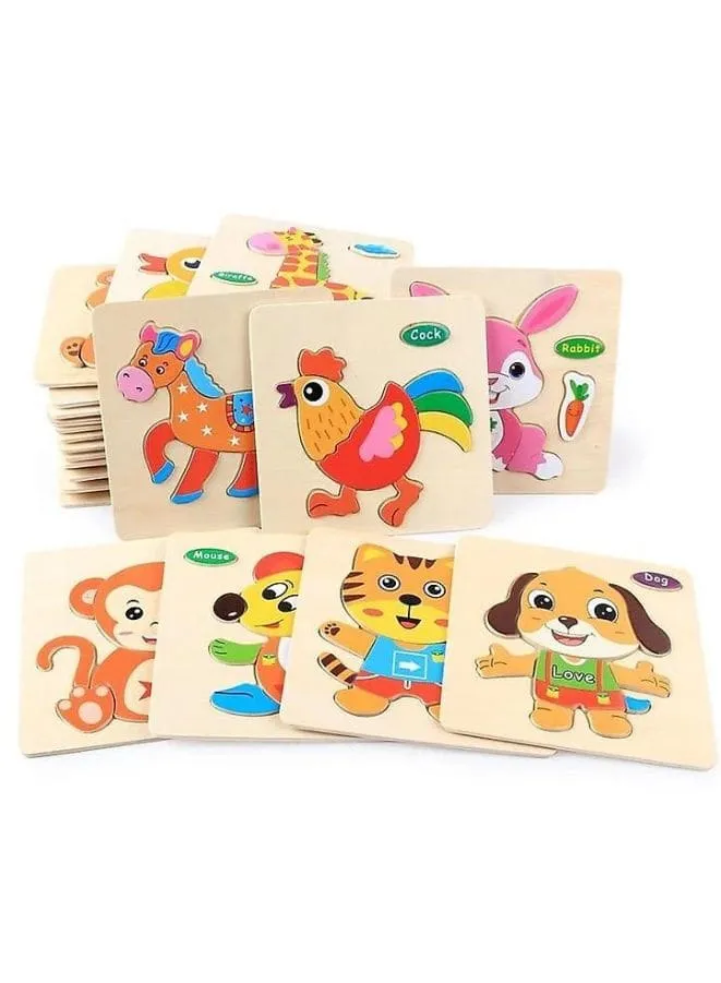 Wooden Puzzles for Kids Boys and Girls Animals Set Frog