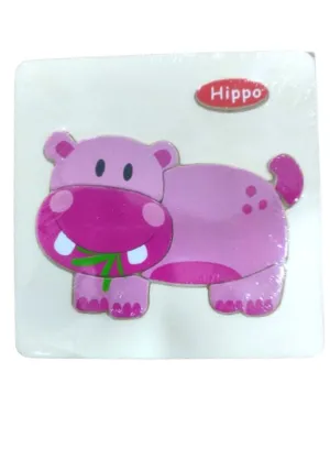 Wooden Puzzles for Kids Boys and Girls Animals Set, Hippo