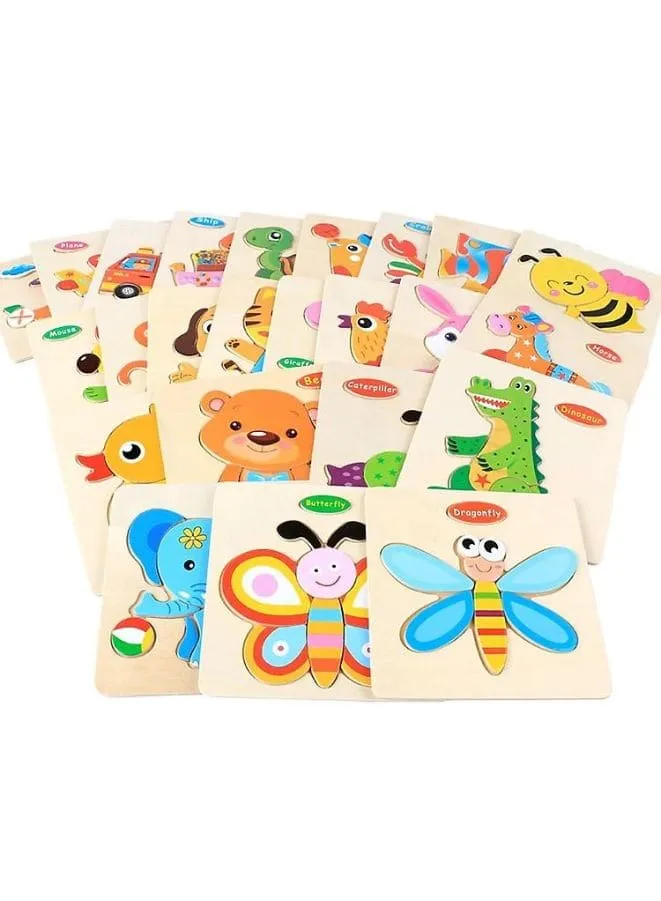 Wooden Puzzles for Kids Boys and Girls Animals Set, Hippo
